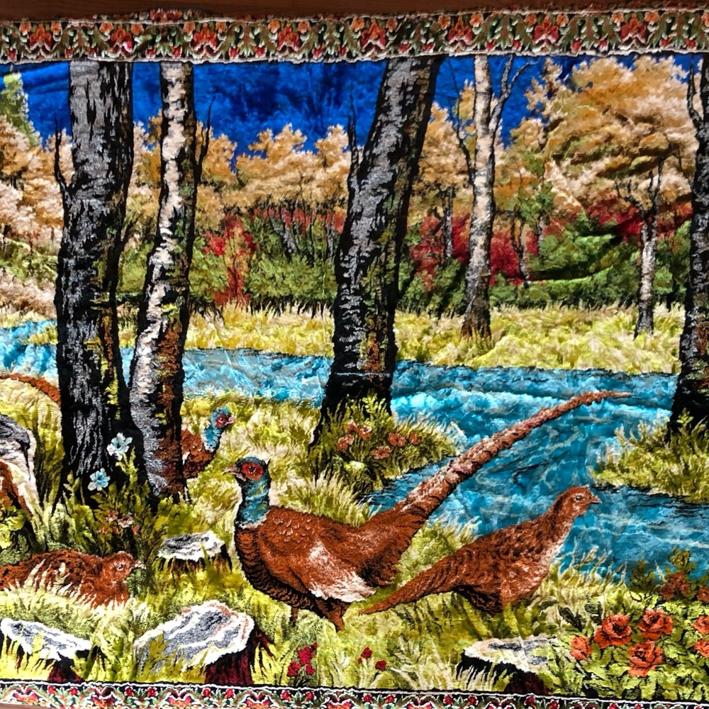 Vintage Velvet Pheasant Tapestry - Extra Large!